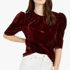 G.p.d. Blouse Shirt Velvet Burgundy Top Sz S